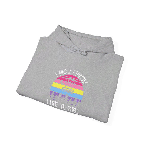 I Know I Throw Like A Girl Unisex Heavy Blend™ Hooded Sweatshirt