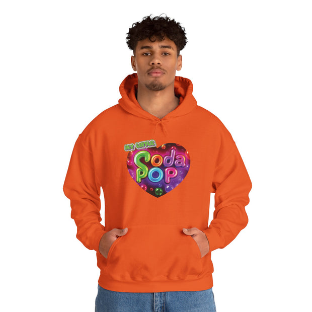 Soda Pop Heart Hoodie - Retro Unisex Sweatshirt for Fun Gatherings, Cozy Nights, Music Festivals, Unique Gifts & Casual Wear