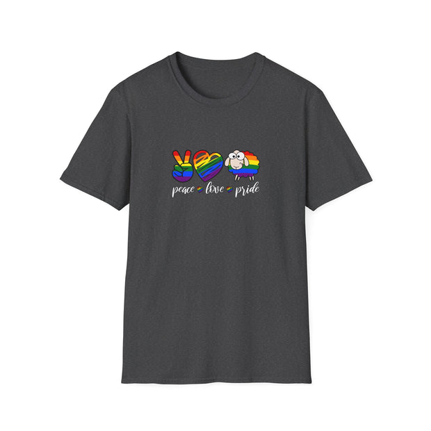 Peace Love and Pride Unisex Softstyle T-Shirt