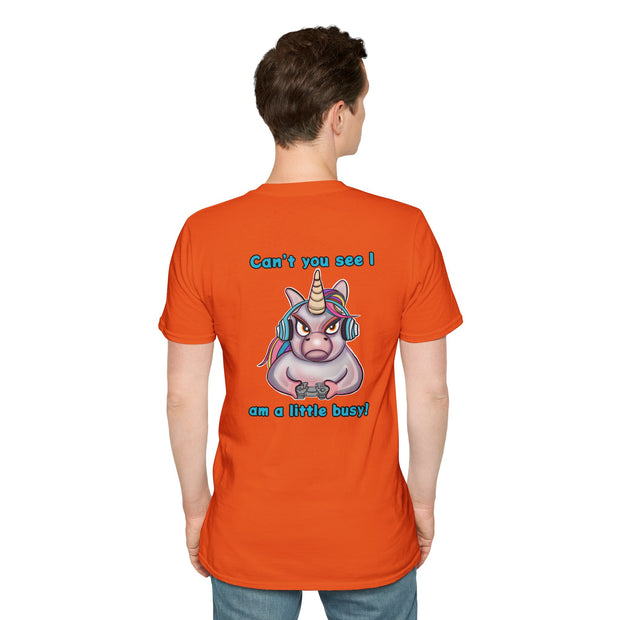 Busy Gaming Unicorn Unisex Softstyle T-Shirt