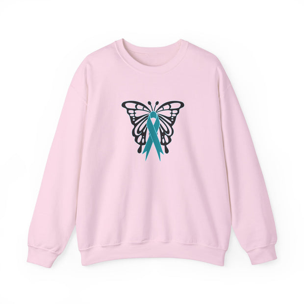Ovarian Cancer Butterfly Unisex Heavy Blend™ Crewneck Sweatshirt