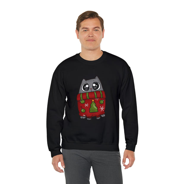 Christmas cat Unisex Heavy Blend™ Crewneck Sweatshirt