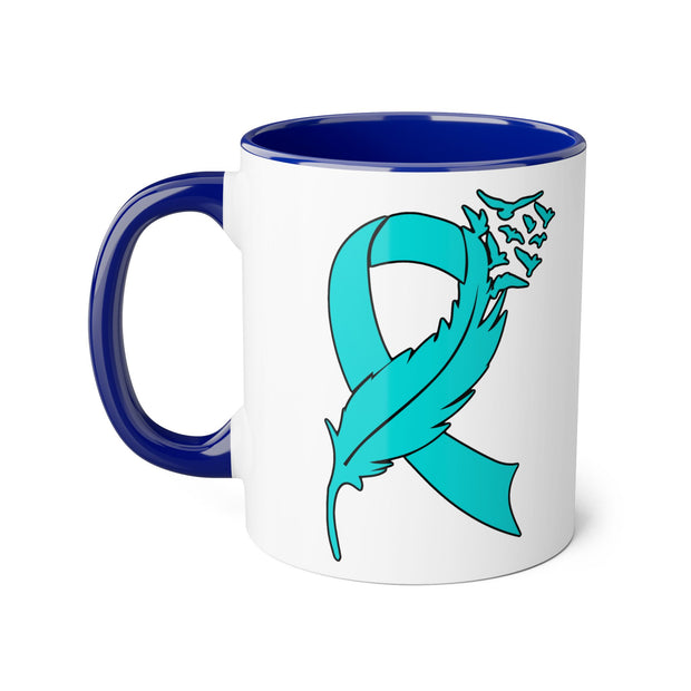 Ovarian Cancer Ribbon Accent Mugs, 11oz