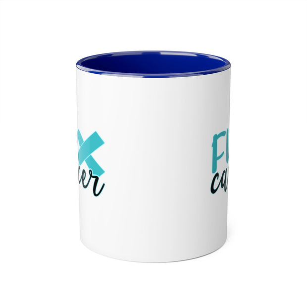 Fuck Cancer Accent Mugs, 11oz