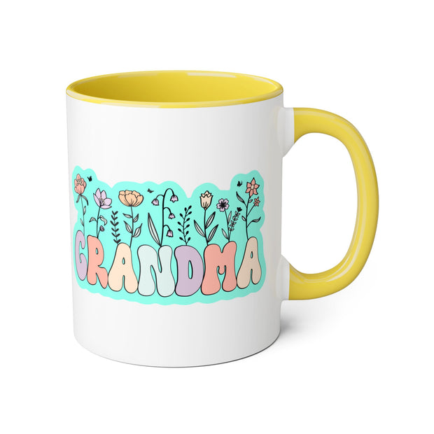 Grandma Flowers Accent Mugs, 11oz