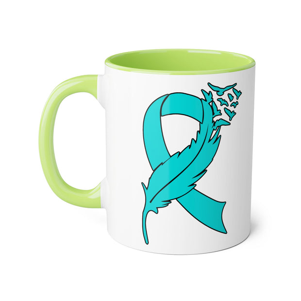 Ovarian Cancer Ribbon Accent Mugs, 11oz