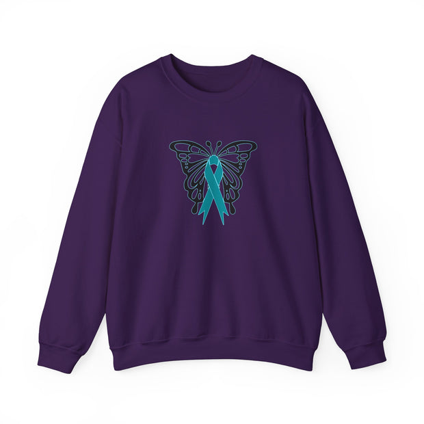Ovarian Cancer Butterfly Unisex Heavy Blend™ Crewneck Sweatshirt