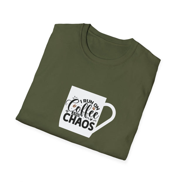 I Run on Coffee and Chaos Unisex Softstyle T-Shirt