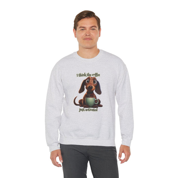 Funny Coffee Dog Unisex Heavy Blend™ Crewneck Sweatshirt