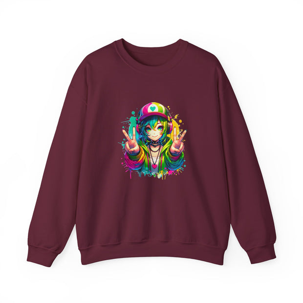 Graffiti Anime Girls Unisex Heavy Blend™ Crewneck Sweatshirt