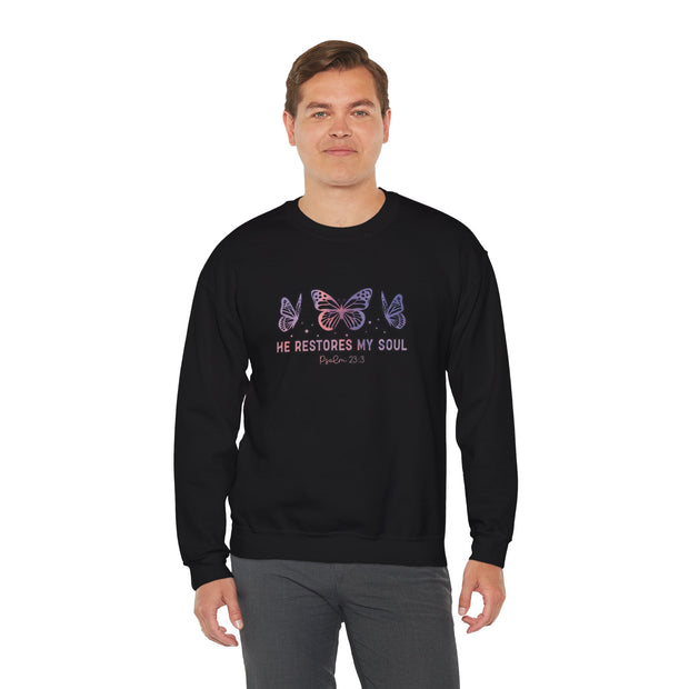 He Restores Faith Unisex Heavy Blend™ Crewneck Sweatshirt