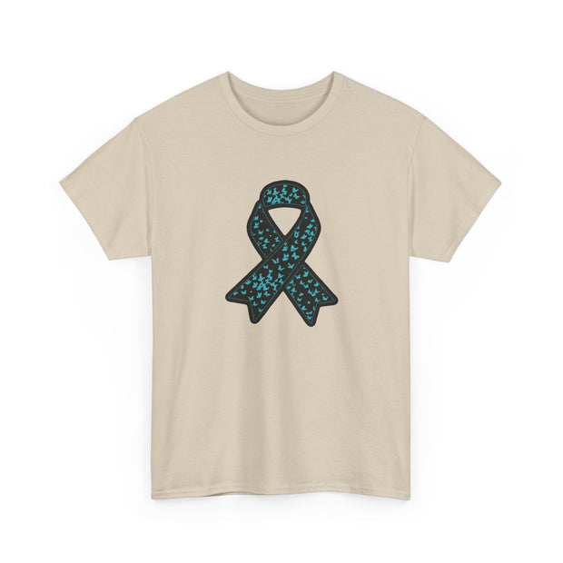 Ovarian Cancer Ribbon Unisex Heavy Cotton Tee