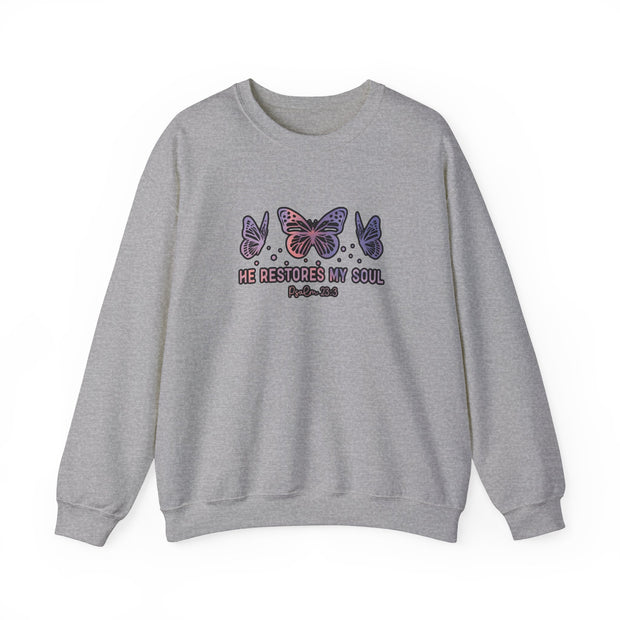 He Restores Faith Unisex Heavy Blend™ Crewneck Sweatshirt