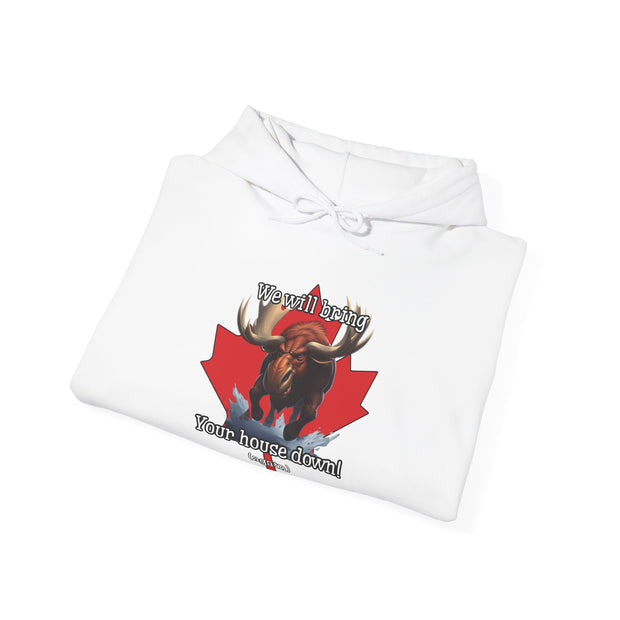 Hooded Sweatshirt Charging Moose Maple Leaf Canada Pride