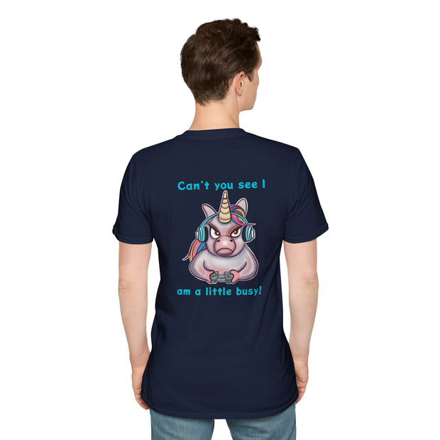 Busy Gaming Unicorn Unisex Softstyle T-Shirt