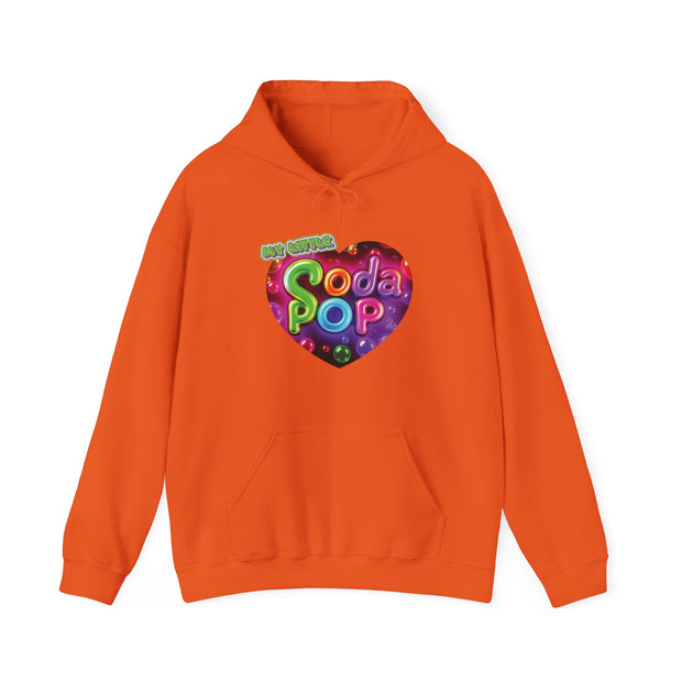 Soda Pop Heart Hoodie - Retro Unisex Sweatshirt for Fun Gatherings, Cozy Nights, Music Festivals, Unique Gifts & Casual Wear