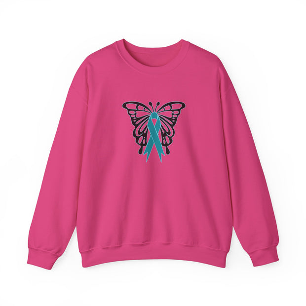 Ovarian Cancer Butterfly Unisex Heavy Blend™ Crewneck Sweatshirt