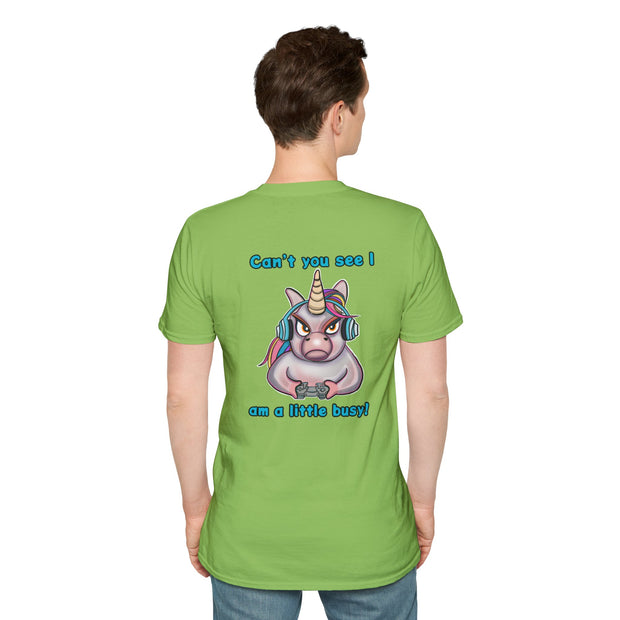 Busy Gaming Unicorn Unisex Softstyle T-Shirt