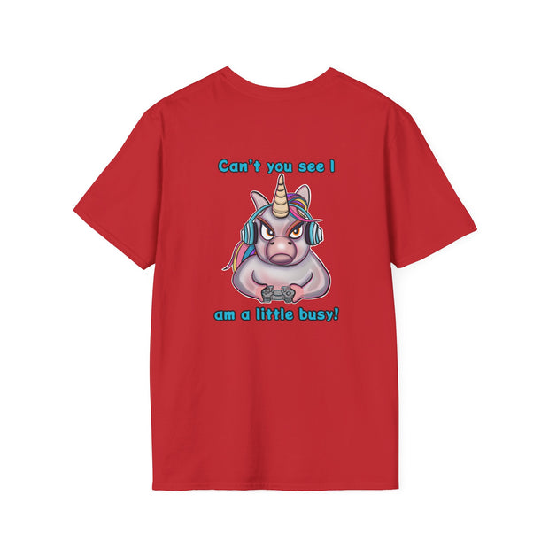 Busy Gaming Unicorn Unisex Softstyle T-Shirt