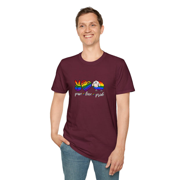Peace Love and Pride Unisex Softstyle T-Shirt