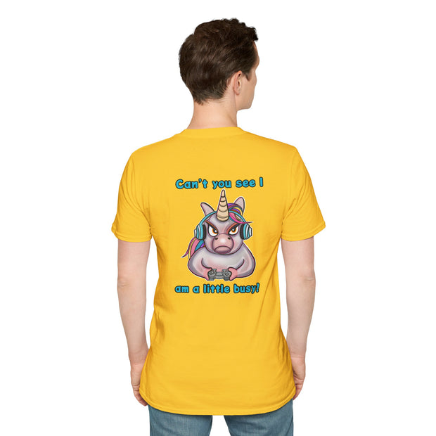 Busy Gaming Unicorn Unisex Softstyle T-Shirt