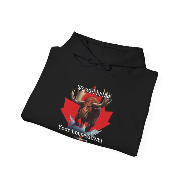 Hooded Sweatshirt Charging Moose Maple Leaf Canada Pride