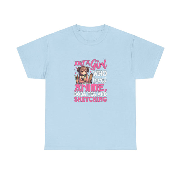 Anime, Boba, Sketching Unisex Heavy Cotton Tee