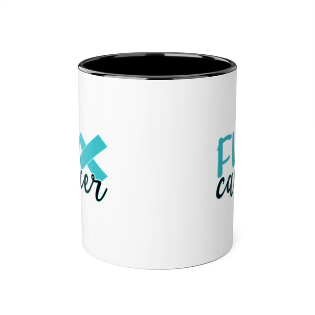Fuck Cancer Accent Mugs, 11oz