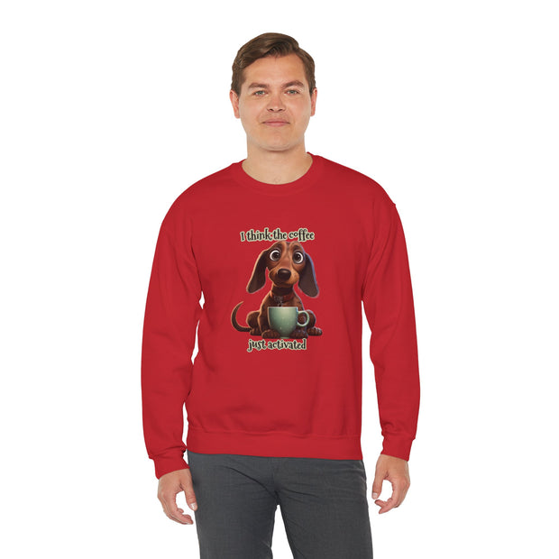 Funny Coffee Dog Unisex Heavy Blend™ Crewneck Sweatshirt