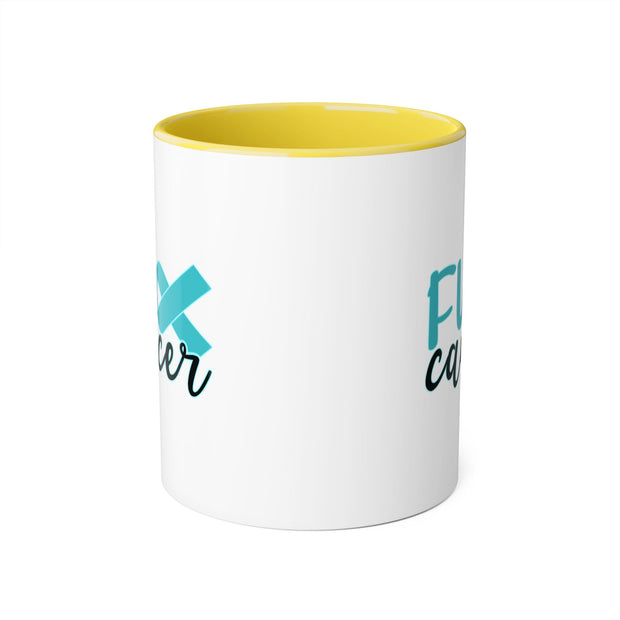 Fuck Cancer Accent Mugs, 11oz
