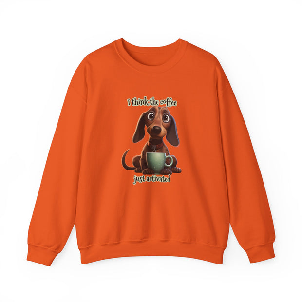 Funny Coffee Dog Unisex Heavy Blend™ Crewneck Sweatshirt