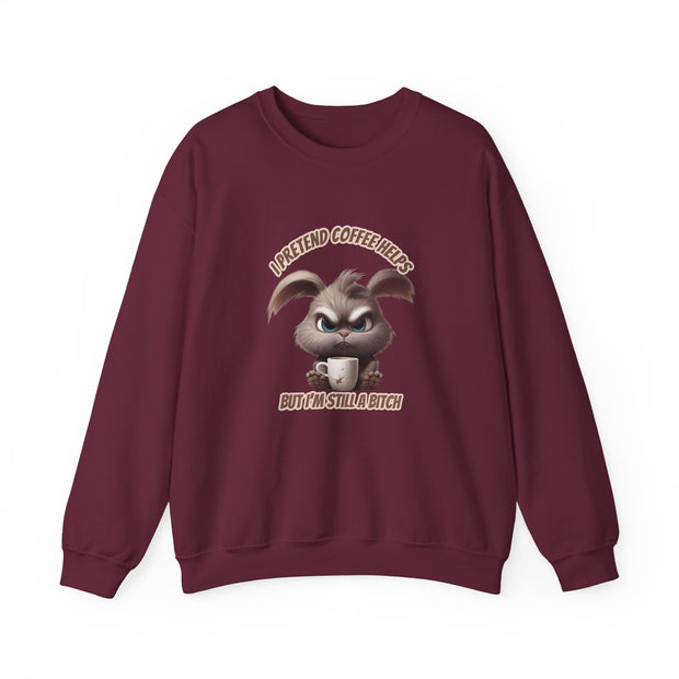 I Pretend that Coffee Helps Unisex Heavy Blend™ Crewneck Sweatshirt