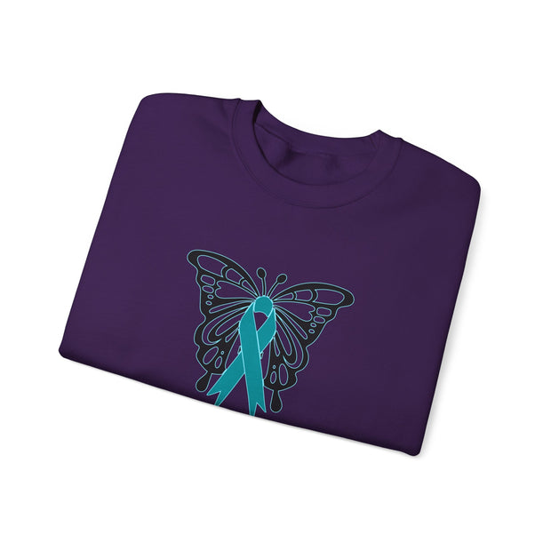 Ovarian Cancer Butterfly Unisex Heavy Blend™ Crewneck Sweatshirt