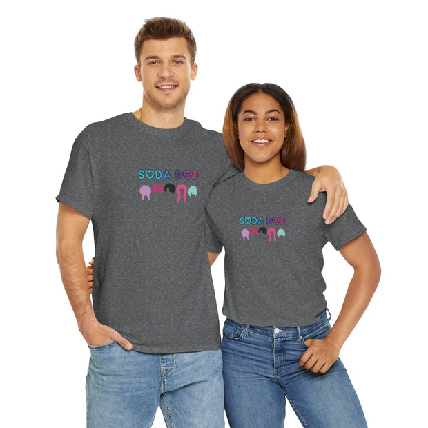 Colorful Soda Pop Unisex Heavy Cotton Tee | Fun Graphic Tee for All Occasions, Festival Apparel, Casual Wear, Gift Ideas, Summer Style