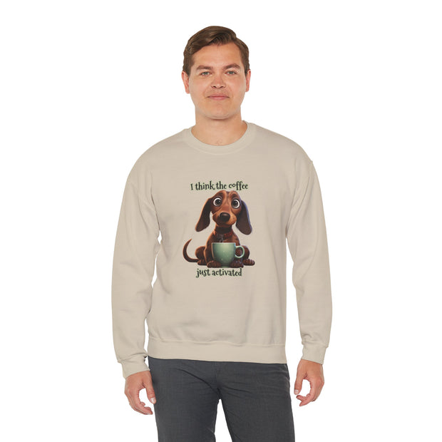 Funny Coffee Dog Unisex Heavy Blend™ Crewneck Sweatshirt