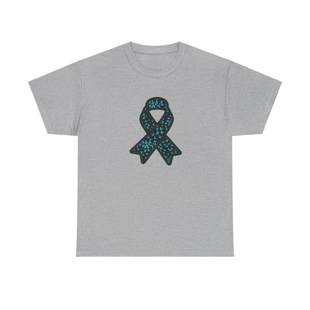 Ovarian Cancer Ribbon Unisex Heavy Cotton Tee