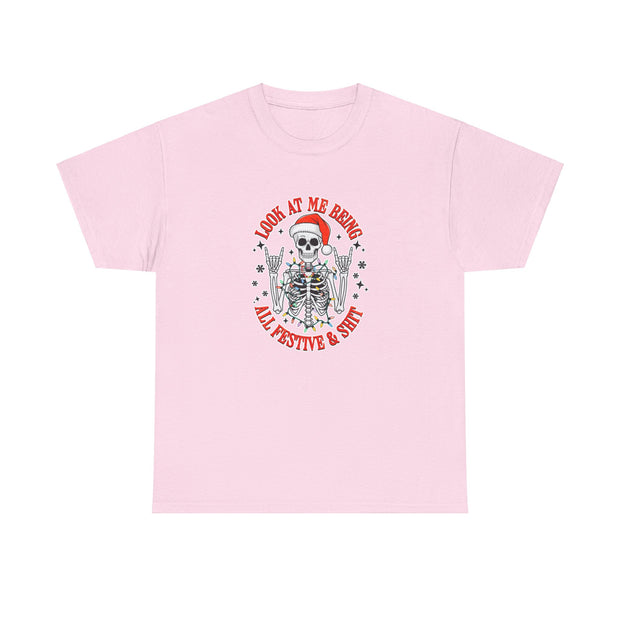 Festive Skeleton Unisex Heavy Cotton Tee