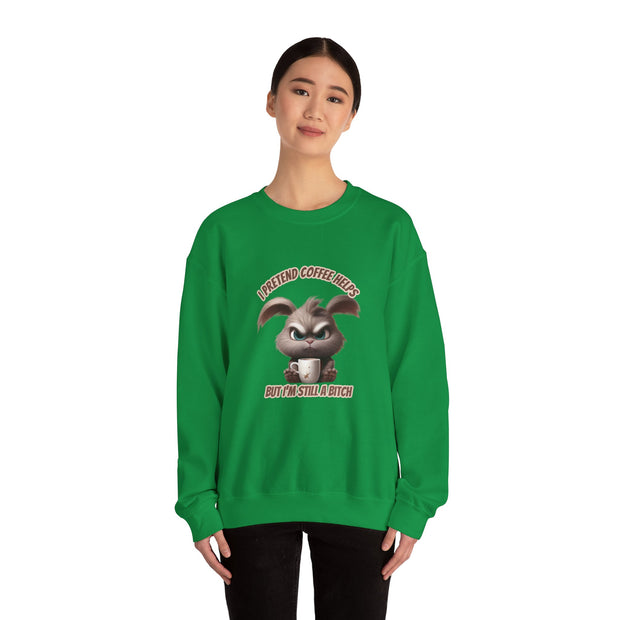 I Pretend that Coffee Helps Unisex Heavy Blend™ Crewneck Sweatshirt