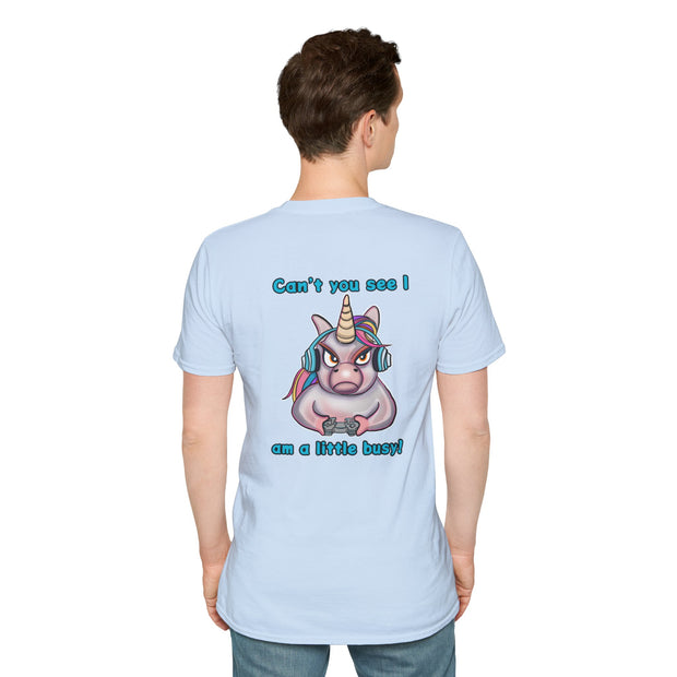 Busy Gaming Unicorn Unisex Softstyle T-Shirt
