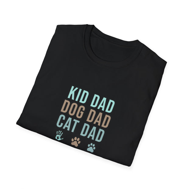 Kid, Dog, Cat Dad Unisex Softstyle T-Shirt