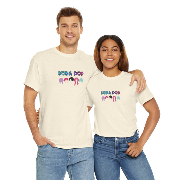 Colorful Soda Pop Unisex Heavy Cotton Tee | Fun Graphic Tee for All Occasions, Festival Apparel, Casual Wear, Gift Ideas, Summer Style