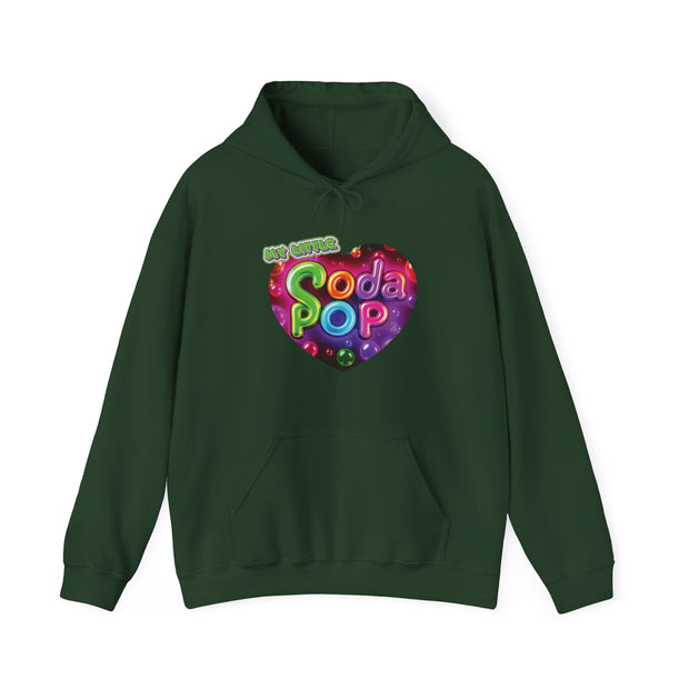 Soda Pop Heart Hoodie - Retro Unisex Sweatshirt for Fun Gatherings, Cozy Nights, Music Festivals, Unique Gifts & Casual Wear