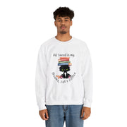 Books, Cat & Coffee Unisex Heavy Blend™ Crewneck Sweatshirt