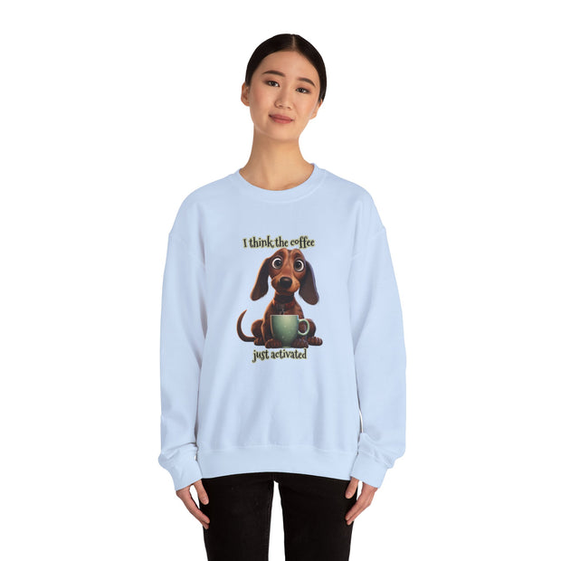 Funny Coffee Dog Unisex Heavy Blend™ Crewneck Sweatshirt