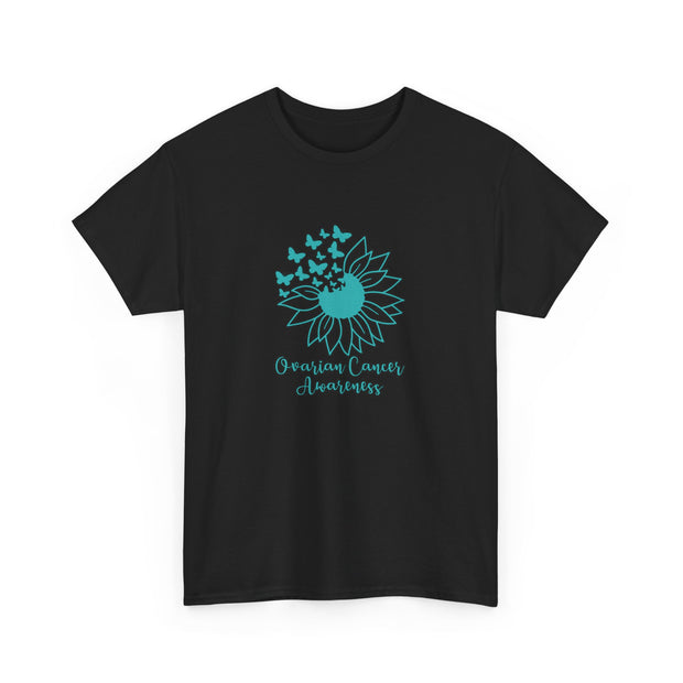 Ovarian Cancer Sunflower Unisex Heavy Cotton Tee