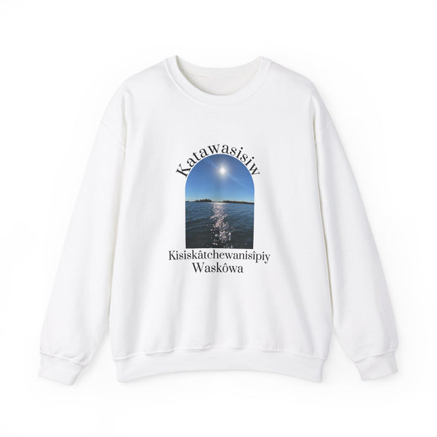 Cree Saskatchewan skies Unisex Heavy Blend™ Crewneck Sweatshirt