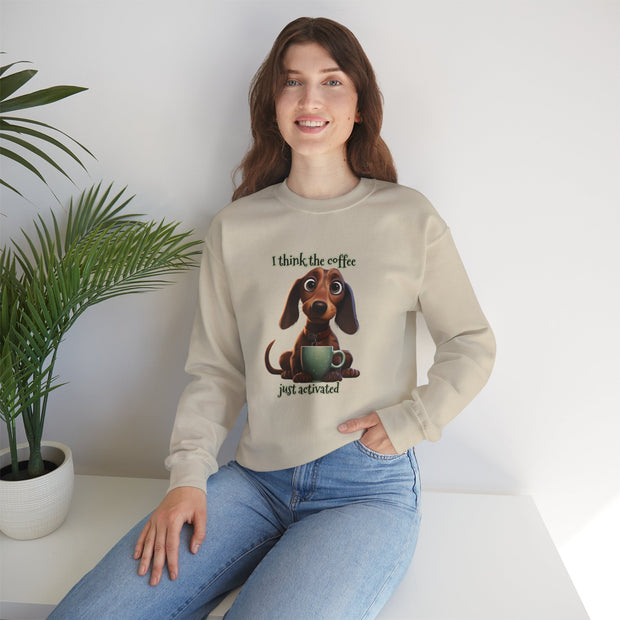 Funny Coffee Dog Unisex Heavy Blend™ Crewneck Sweatshirt