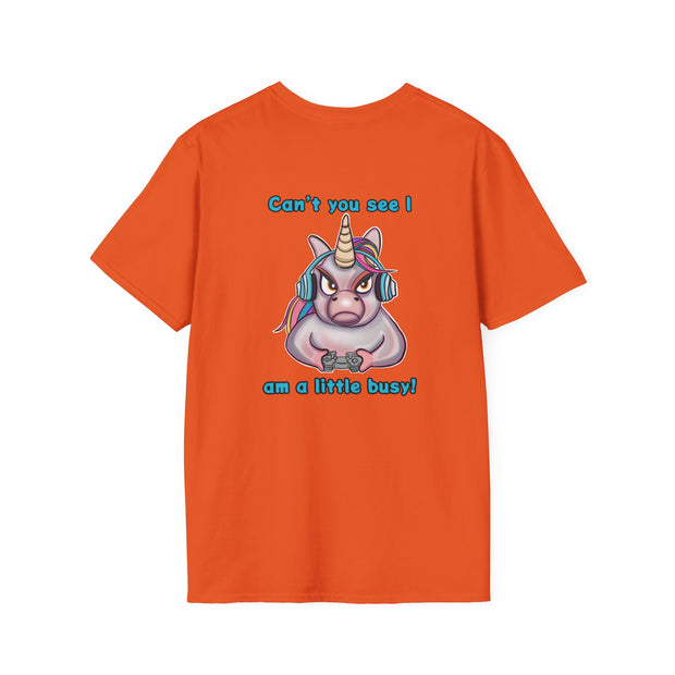 Busy Gaming Unicorn Unisex Softstyle T-Shirt