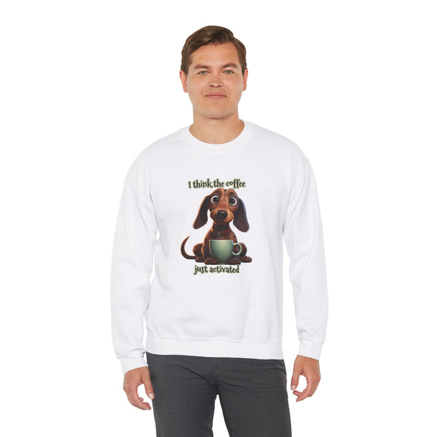 Funny Coffee Dog Unisex Heavy Blend™ Crewneck Sweatshirt