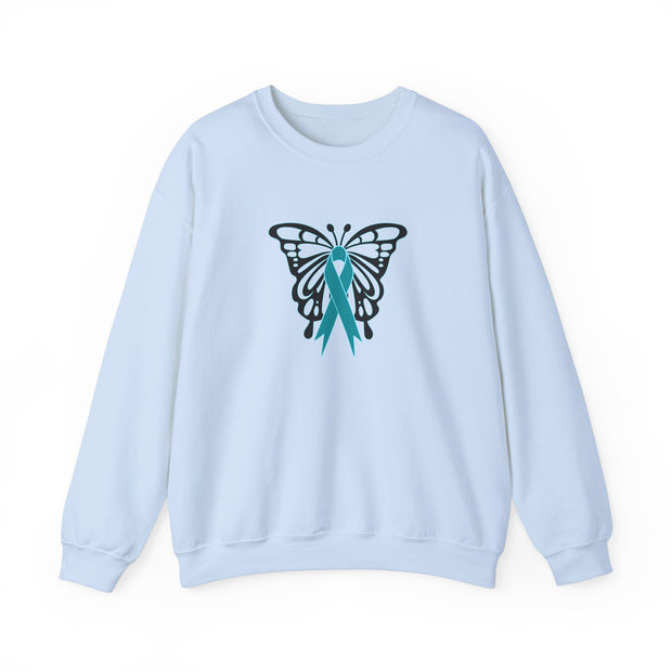 Ovarian Cancer Butterfly Unisex Heavy Blend™ Crewneck Sweatshirt
